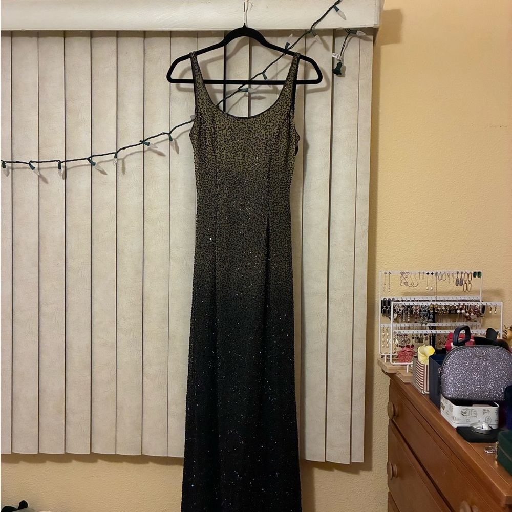 Elegant Black and Gold Evening Gown